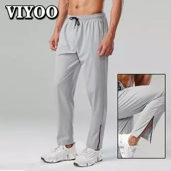 Мужские летние брюки, повседневная одежда на молнии, комбинезоны, эластичные брюки для фитнеса, тренировок, спортзала, беговые брюки, спортивные костюмы, спортивные штаны для мужчин XL чёрный