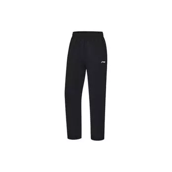 Мужские спортивные штаны Li Ning Fitness Series с логотипом, однотонные, прямые, флисовые, теплые, трикотажные, AKLT795-3 XXL