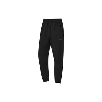 Мужские спортивные штаны Li Ning Running Series с однотонным логотипом и средней посадкой, зауженные книзу, черного цвета AYKU043-1 M