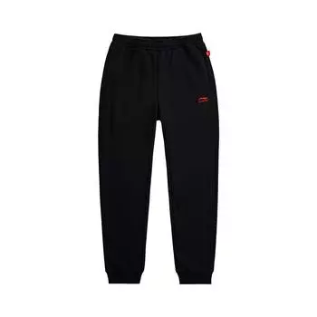 Мужские спортивные штаны Li Ning со средней талией, однотонные, свободные, трикотажные, черные AKLUE75-1 L