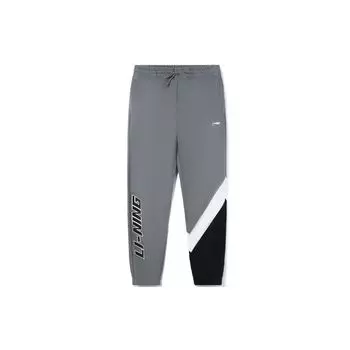 Мужские спортивные штаны Li Ning Sports Lifestyle Series с принтом логотипа и цветными блоками, свободные, серые, AKLRC05-4 M