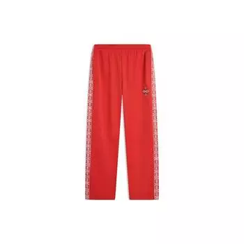 Мужские спортивные штаны Li Ning Sports Lifestyle Series с логотипом, прямые, со средней посадкой, трикотажные, темно-красные AKYT683-2 M