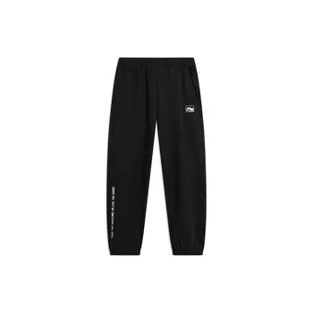 Мужские спортивные штаны Li Ning Sports Lifestyle Series с однотонным принтом логотипа и манжетами, трикотажные, черные AKLTB23-2 L