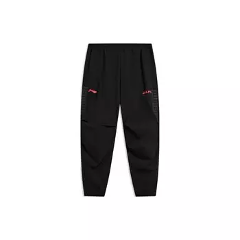 Мужские спортивные штаны Li Ning Sports Lifestyle Series с буквенным принтом, свободные трикотажные штаны, черные AYKT573-1 M