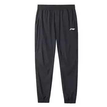 Мужские спортивные штаны Li Ning Sports с манжетами и завязками, универсальные, черные AYKT529-1 S