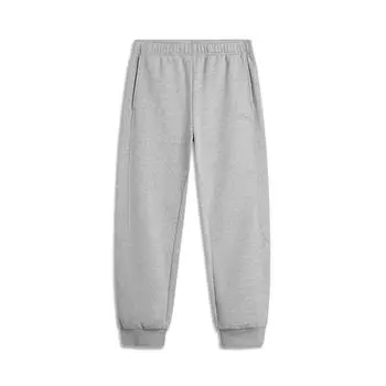 Мужские спортивные штаны Li Ning Sports Trend Series со шнуровкой и средней талией, однотонные, флисовые, теплые, трикотажные, светло-серые, AKLU617-3 L