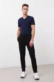 Мужские спортивные штаны обычного кроя, черные