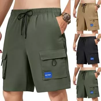 Мужские спортивные штаны со шнуровкой, мужские шорты-карго, повседневные брюки L армия зеленый