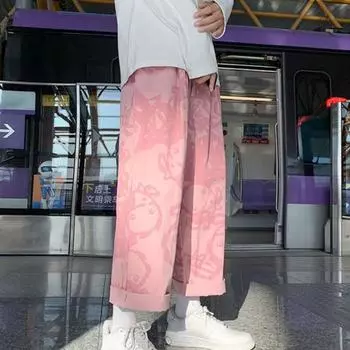 Мужские спортивные штаны свободного кроя с принтом тай-дай в стиле Гонконга, весна-осень, четыре сезона, большие размеры 3XL