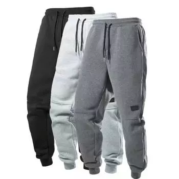 Мужские спортивные штаны, свободные повседневные штаны на шнурке, спортивные штаны для фитнеса, длинные штаны для бега L чёрный