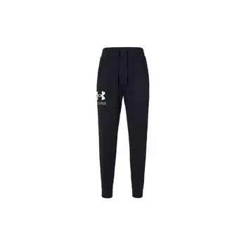 Мужские спортивные штаны Under Armour Solid Color Logo Print Cuffed Fleece Sweatpants Black 1373411-001 XXL