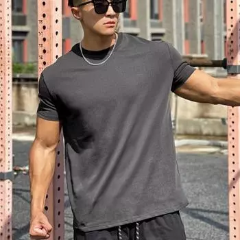 Мужские спортивные свободные хлопковые спортивные с коротким рукавом для баскетбола, бега, тренировок, с коротким рукавом M белый