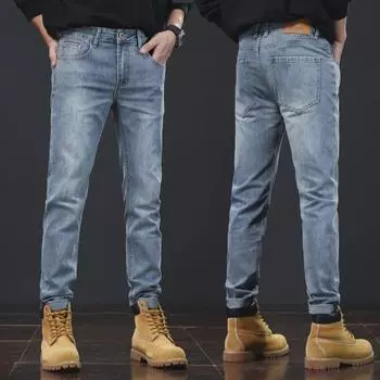 Мужские стильные облегающие молодежные джинсы - эластичные, мягкие, удобные, высокие узкие повседневные брюки 38 (30 inches) 200 lbs