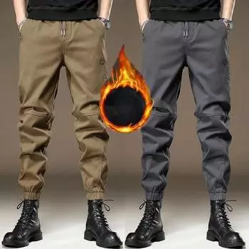 Мужские стильные уличные брюки-карго в классическом стиле, классические уличные брюки из плюша, повседневные спортивные брюки M чёрный