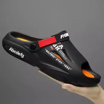 Мужские стильные уличные сандалии без шнуровки с буквенным принтом разных цветов, повседневная обувь для ходьбы на открытом воздухе 42 белый