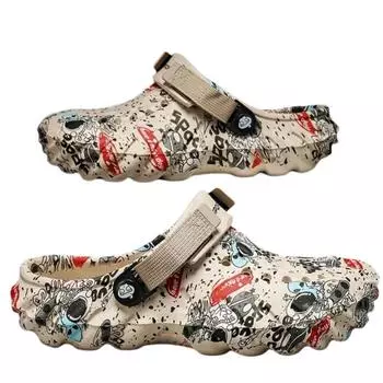 Мужские стильные уличные сандалии без шнуровки с буквенным принтом разных цветов, повседневная обувь для ходьбы на открытом воздухе 42 белый