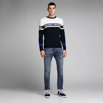 Мужские стираные синие джинсы JACK & JONES узкого кроя US 30 / 32 синий