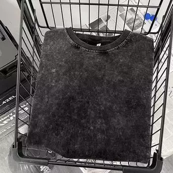 Мужские стираные винтажные футболки, уличная футболка в стиле ретро в стиле панк, в стиле ретро, женская футболка в стиле Харадзюку, повседневные хлопковые футболки с короткими рукавами, стирающиеся в кислоте, топ 5XL чёрный