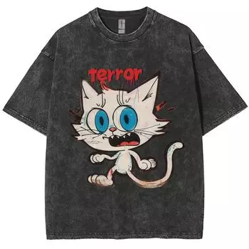 Мужские стираные винтажные футболки уличная ретро-панк футболка женская Harajuku повседневная хлопковая футболка с коротким рукавом с эффектом кислотной стирки верхняя часть M