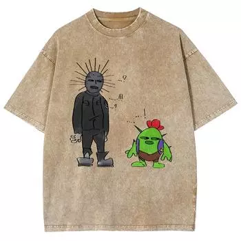 Мужские стираные винтажные футболки уличная ретро-панк футболка женская Harajuku повседневная хлопковая футболка с коротким рукавом с эффектом кислотной стирки верхняя часть M