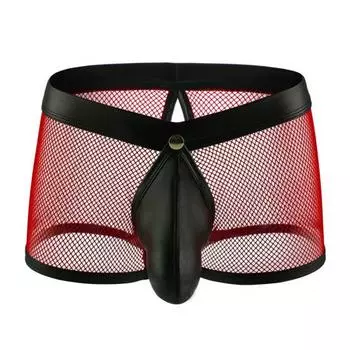 Мужские стринги с ажурной сеткой, сексуальные, с U-образным вырезом, супер дышащие, мужские боксеры XL