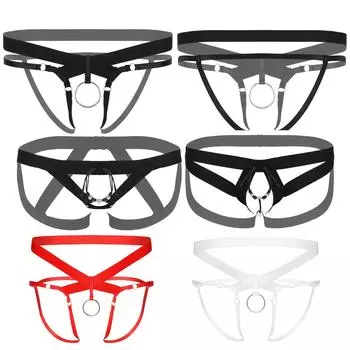 Мужские стринги с бретельками и вырезом, с украшением в виде бусин в виде кольца, для чувственного ношения или медового месяца One Size