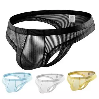 Мужские стринги с низкой посадкой и эластичной талией, U-выпуклые трусы, однотонные прозрачные гладкие линии, тонкие трусики, повседневная одежда M
