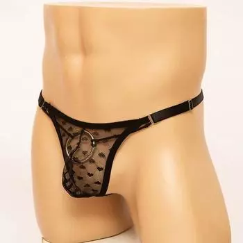 Мужские стринги с сердечками, сексуальные трусики с открытой попкой, эротические стринги с мешочком для пениса, трусы с вырезами, нижнее белье One Size