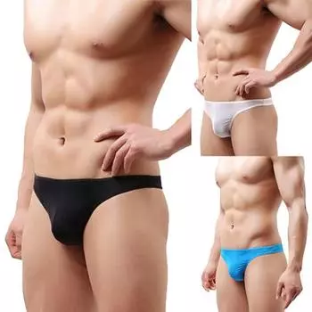 Мужские стринги, трусы, однотонное нижнее белье, мягкие трусы с выпуклым мешочком XXL