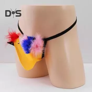 Мужские стринги в форме птицы, перья, декор в виде U, выпуклые, Т-образные, эластичные, порнографические, сексуальные, для косплея, медового месяца, ночного клуба, мужские трусы