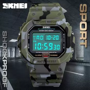 Мужские студенческие часы Moment Beauty, многофункциональные, квадратные, противоударные, креативные, камуфляжные, для спорта на открытом воздухе, электронные часы джинсовый синий