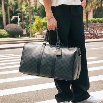 Мужские сумки большой емкости из искусственной кожи, большая дорожная сумка, сумки на плечо для багажа чёрный