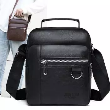 Мужские сумки через плечо из искусственной кожи, высококачественные сумки-тоуты, деловые сумки-мессенджеры, кожаные сумки, поясная сумка чёрный