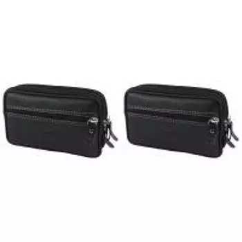 Мужские сумки для телефона из искусственной кожи, однотонная поясная сумка на молнии, поясная сумка (черный)