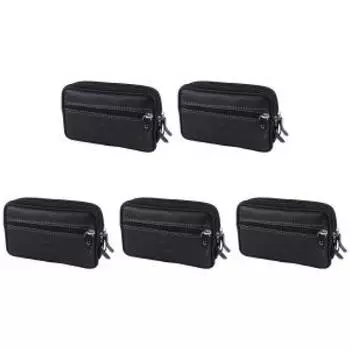 Мужские сумки для телефона из искусственной кожи, однотонная поясная сумка на молнии, поясная сумка (черный)