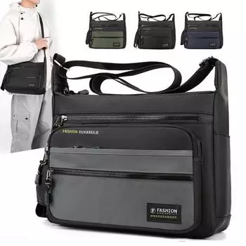 Мужские сумки-мессенджеры, нейлоновая сумка через плечо, водонепроницаемые сумки на плечо, многофункциональный портфель, дорожные рабочие деловые сумки, регулируемый ремешок чёрный