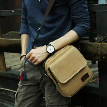 Мужские сумки, сумки на одно плечо, сумки через плечо, повседневные холщовые винтажные мужские сумки 7 inch