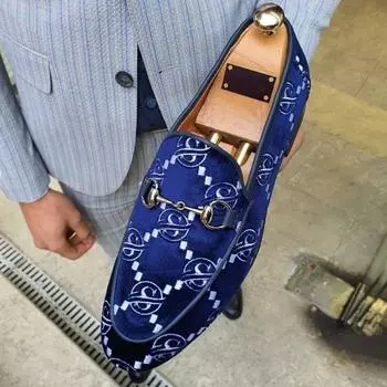 Мужские свадебные туфли, лоферы без шнуровки, мужские повседневные кожаные лоферы, роскошные модельные туфли, свадебные туфли, деловая мужская обувь, размер 38-47 43 синий