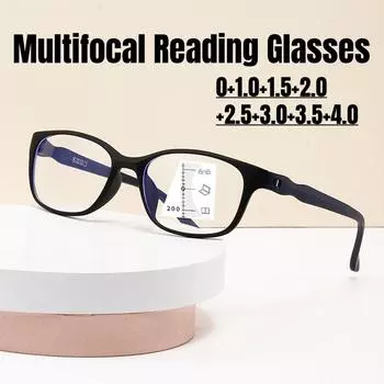 Мужские сверхлегкие мультифокальные очки для чтения, модные женские очки для пресбиопии, стильные винтажные очки для дальнозоркости 0+1.0+4.0 0 черный серый