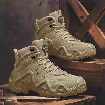 Мужские ультралегкие водонепроницаемые высокие походные и тактические ботинки - дышащая уличная боевая и пустынная обувь 40 хаки