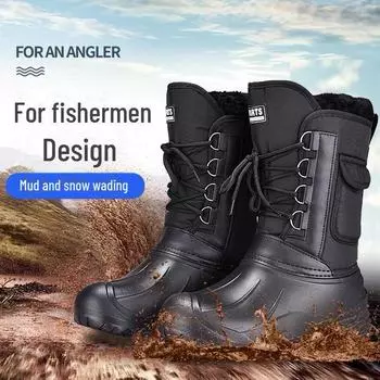 Мужские сверхтолстые водонепроницаемые зимние ботинки для снега и рыбалки с теплой хлопковой подкладкой Size 44