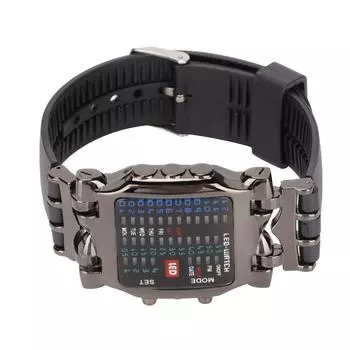 Мужские светодиодные часы, классические модные мужские прямоугольные часы с бинарным режимом отображения времени для бизнеса чёрный