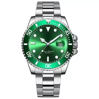 Мужские светящиеся водонепроницаемые кварцевые часы Green Water Ghost Watch зелёный