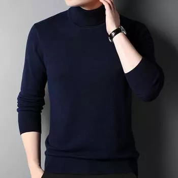 Мужские свитера, хлопковый зимний теплый свитер, мужской черный водолазный пуловер, облегающий джемпер, вязаная мужская одежда, повседневная одежда S серый
