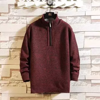 Мужские свитера осень зима толстый мужской свитер теплое пальто полуводолазка мужские длинные рукава застегивающиеся свитера M светло-серый