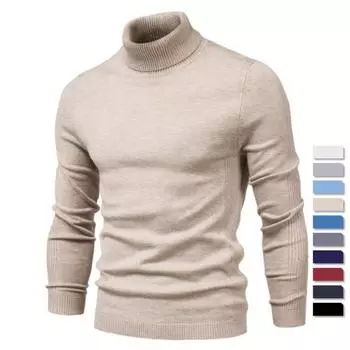 Мужские свитера, зимняя водолазка, толстая повседневная водолазка, одноцветное качество, теплый тонкий свитер, мужская водолазка, пуловер, мужской M 55-65kg хаки