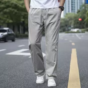 Мужские свободные брюки большого размера из хлопка, повседневные брюки с широкими штанинами, прямые брюки, брюки-карго для мужчин, уличные комбинезоны, спортивные штаны 4XL зелёный