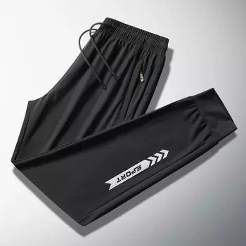 Мужские свободные брюки из искусственного шелка со шнурком, весна-лето, большие размеры, прямые, сухие спортивные брюки 9XL