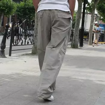 Мужские свободные брюки-карго больших размеров, тонкие повседневные брюки с несколькими карманами S светло-серый