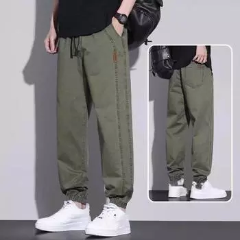 Мужские свободные брюки на шнурке, рабочая одежда, брюки Nine-minute, повседневные спортивные брюки со шнуровкой 4XL